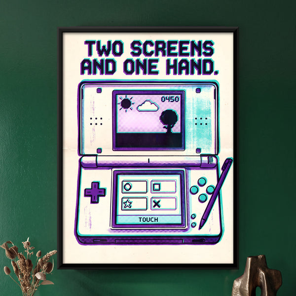 Open Dual-screen Handheld Console with Stylus