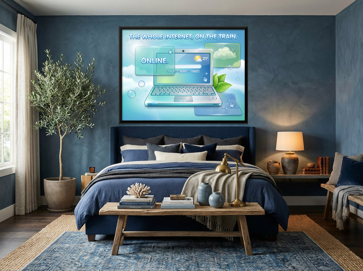 Netbook Laptop - canvas art shown in a second room setting