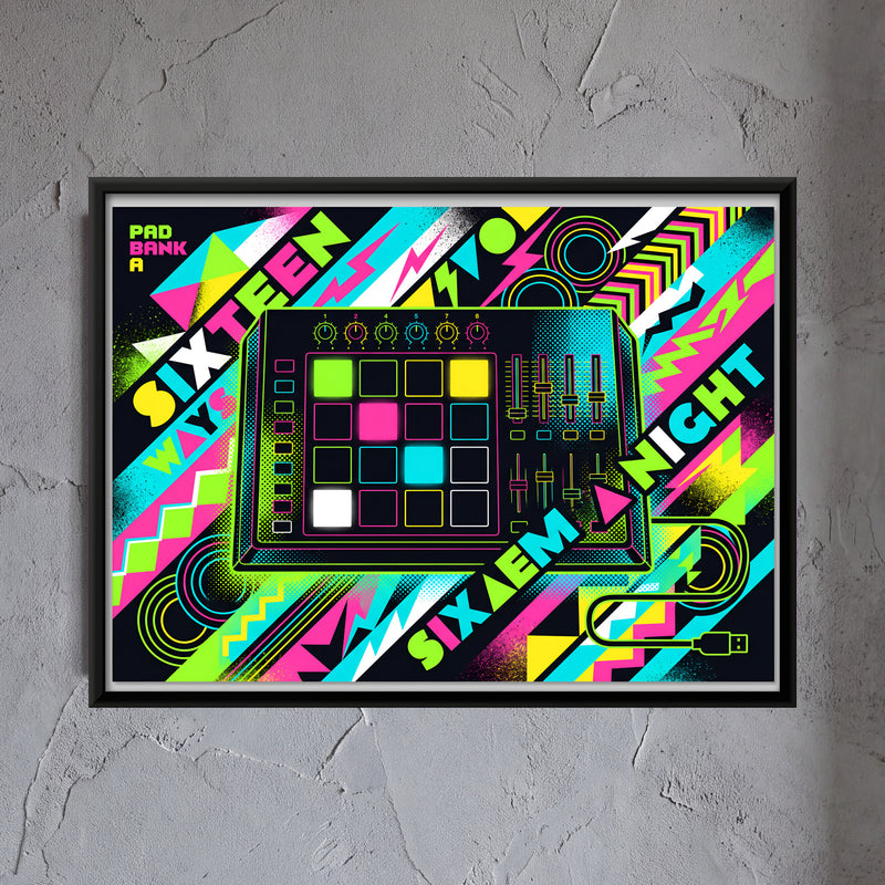 Drum Pad Controller - framed canvas art hung on a wall