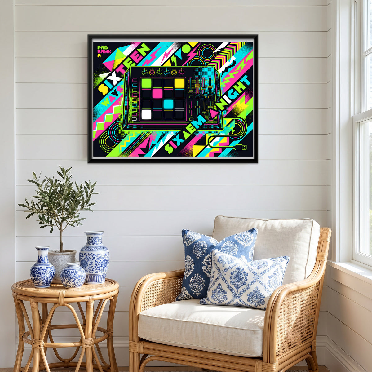 Drum Pad Controller - canvas art shown in a styled room