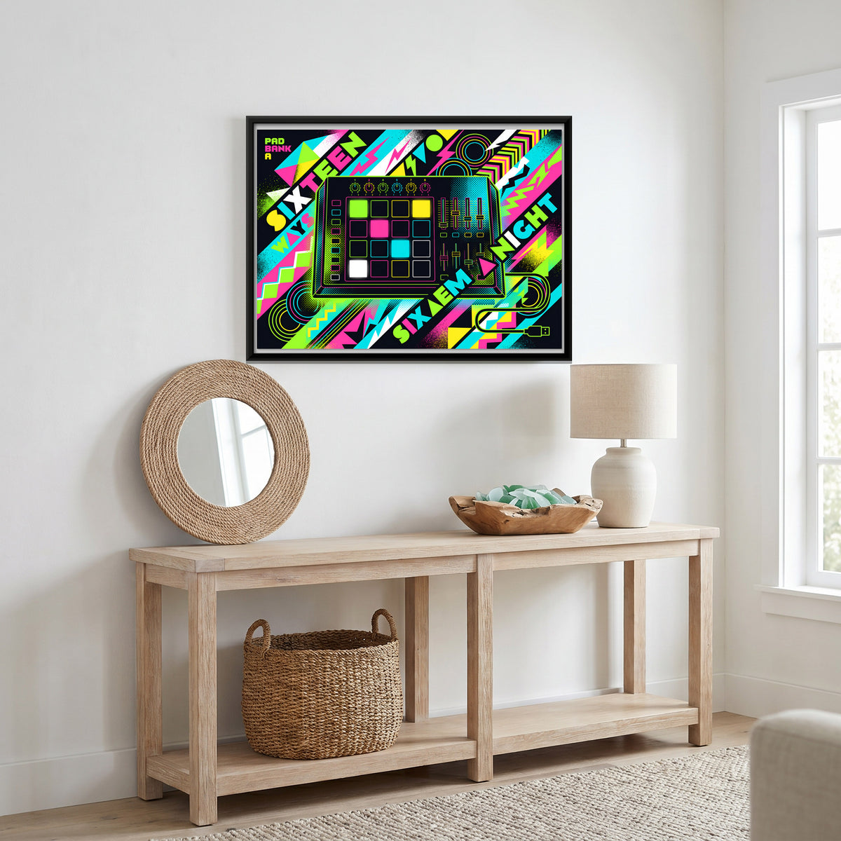 Drum Pad Controller - canvas art shown in a second room setting