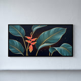 Coral Heliconia with Teal Leaves