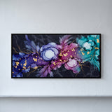 Indigo and Violet Alcohol Ink Blooms on Dark Marble