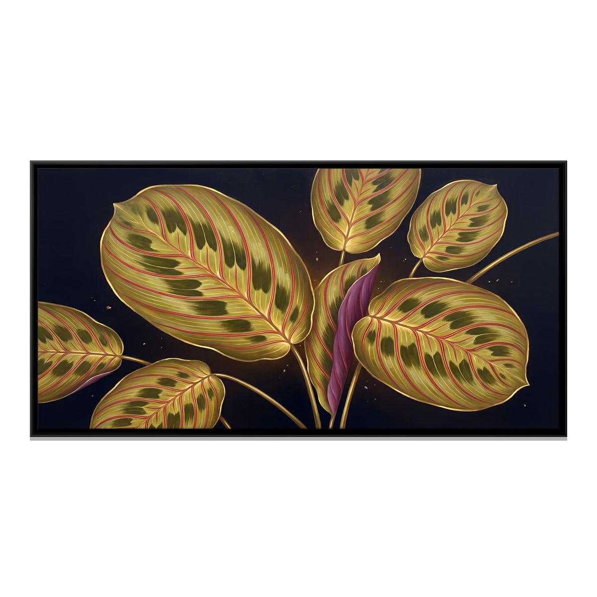 Prayer Plant Leaves - framed canvas print, front view