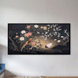 Pheasant and Crane in Blossom Garden