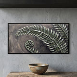 Textured Fern Fronds and a Coiled Fiddlehead