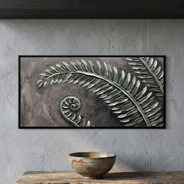 Textured Fern Fronds and a Coiled Fiddlehead