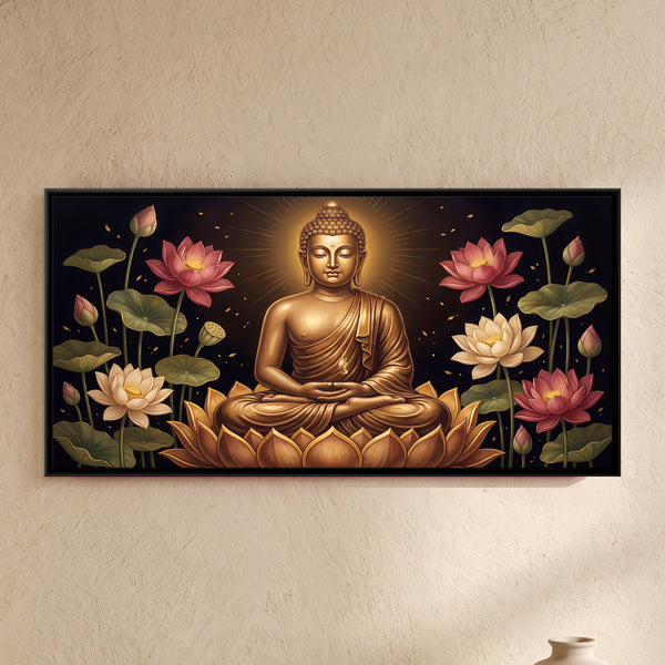 Golden Buddha with Lotuses