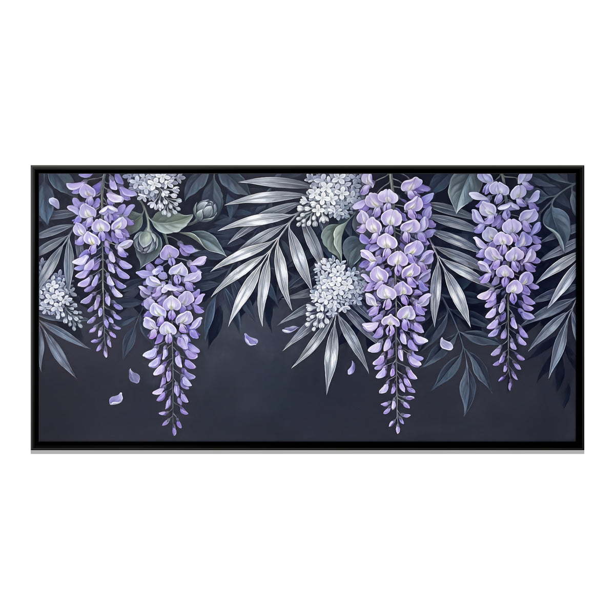 Cascading Wisteria - framed canvas print, front view