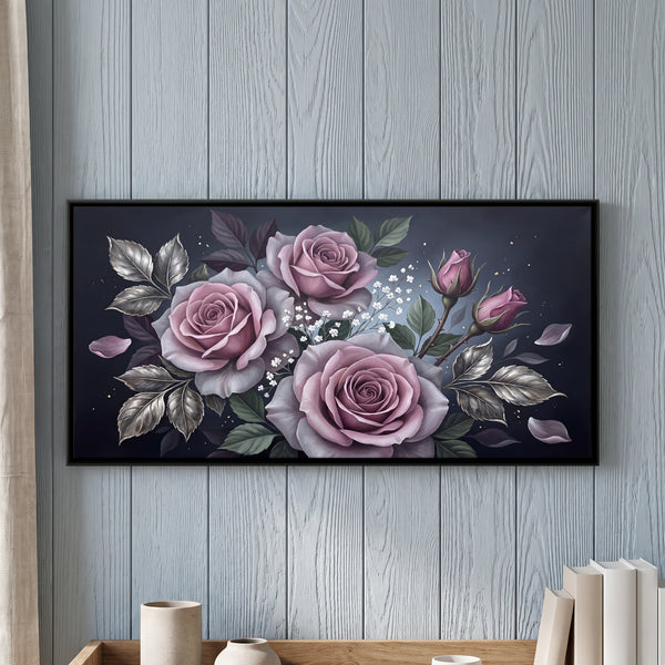 Mauve Roses on a Charcoal Background