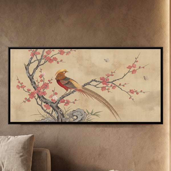 Golden Pheasant on a Blossoming Branch