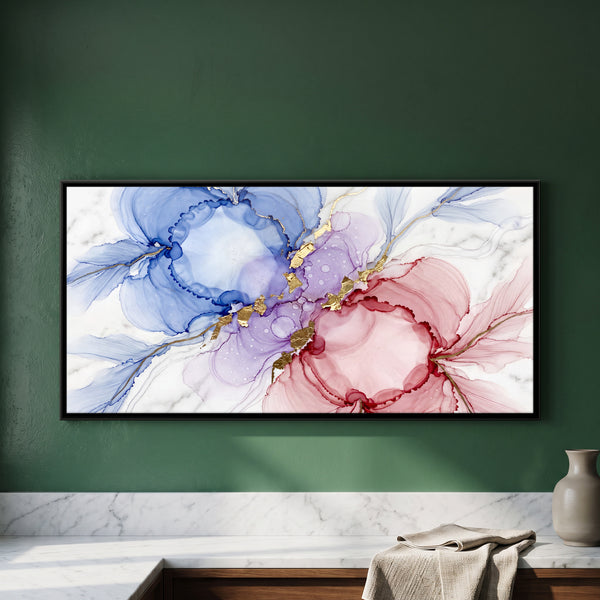 Blue and Rose Ink Blooms