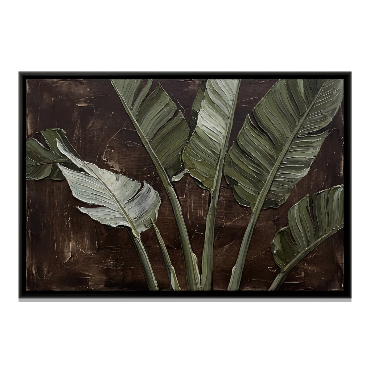 Bird of Paradise Leaves - framed canvas print, front view
