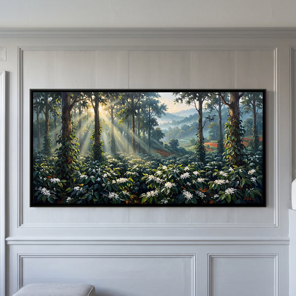 Flowering Coffee Plantation in a Forest