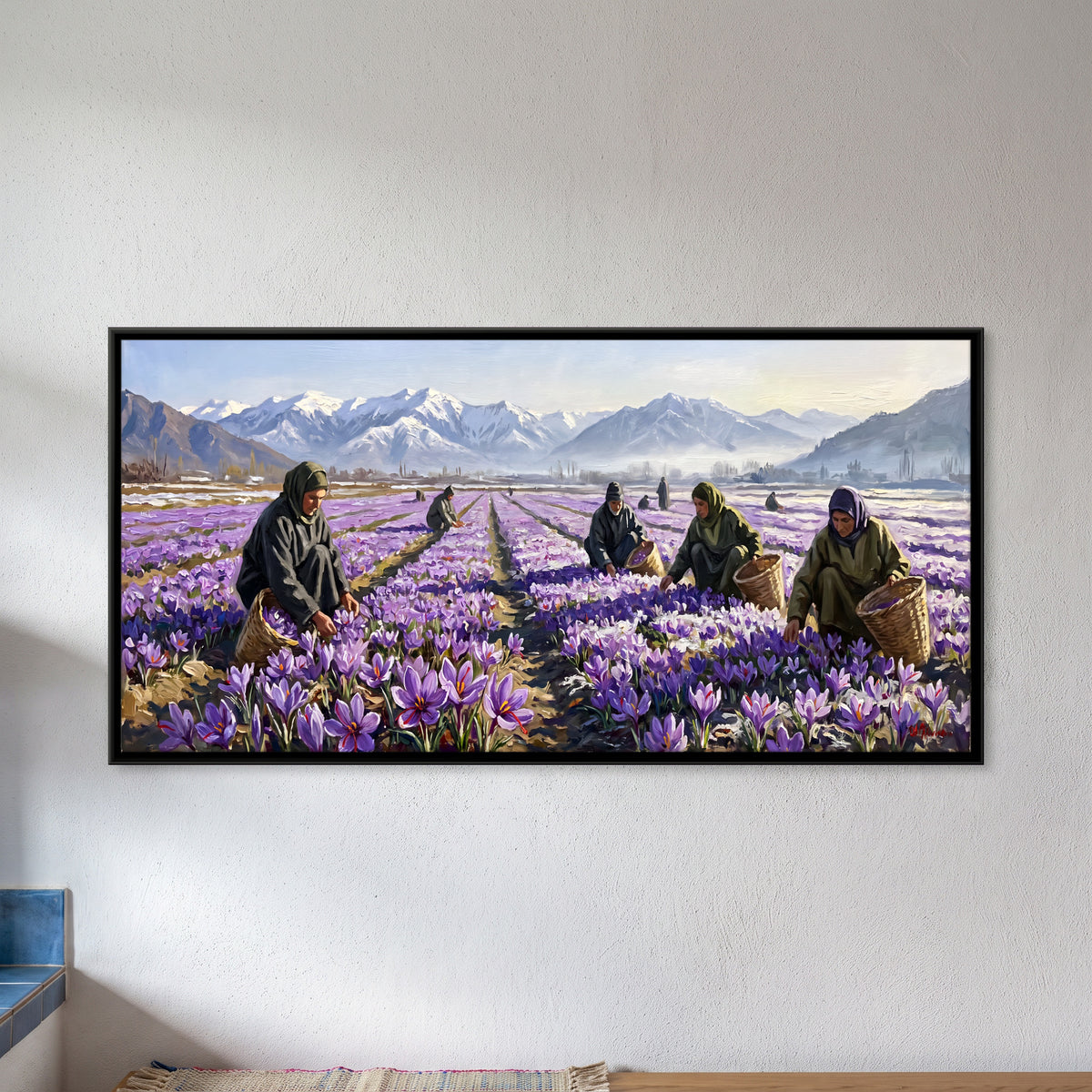 Saffron Harvest - framed canvas art hung on a wall