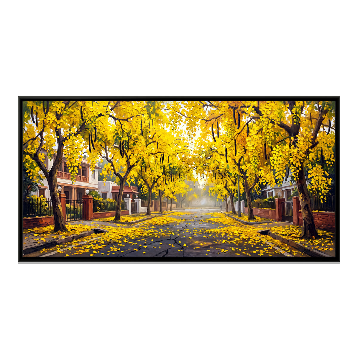 Avenue of Golden Shower Trees - framed canvas print, front view