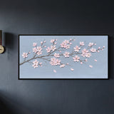 Almond Blossom Branch on Light Blue