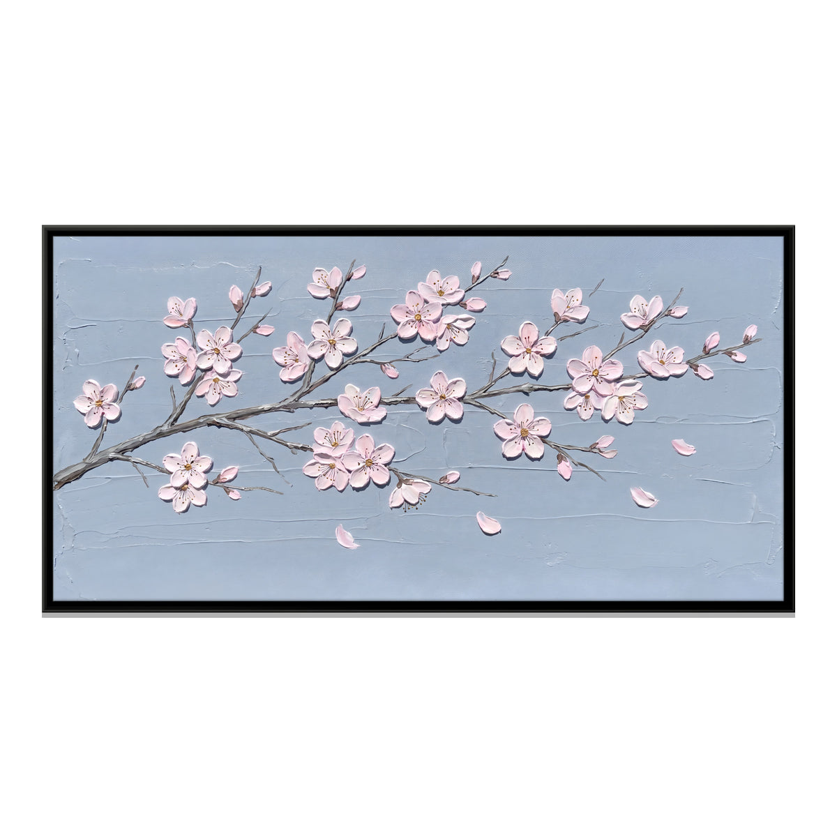 Almond Blossom Branch - framed canvas print, front view