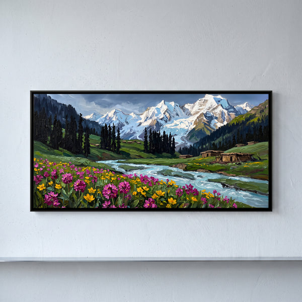 Wildflower Meadow Below Snow Peaks