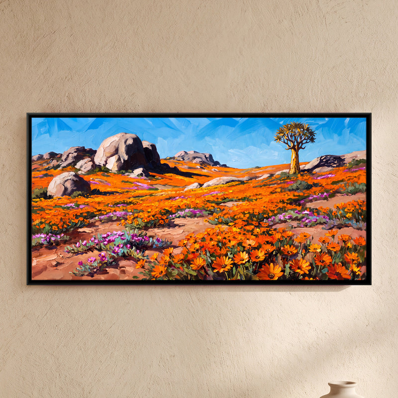 Desert Superbloom - framed canvas art hung on a wall