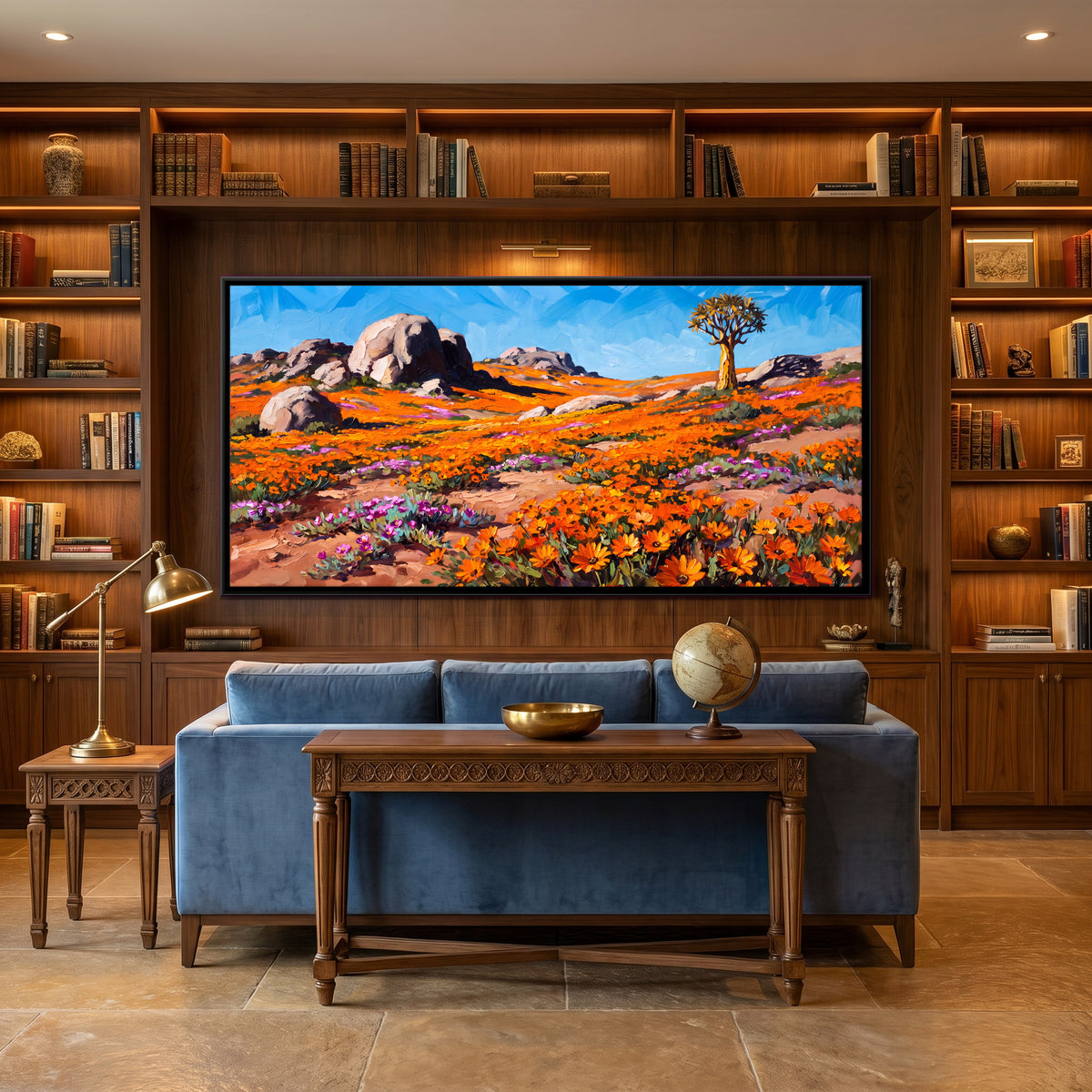Desert Superbloom - canvas art shown in a styled room