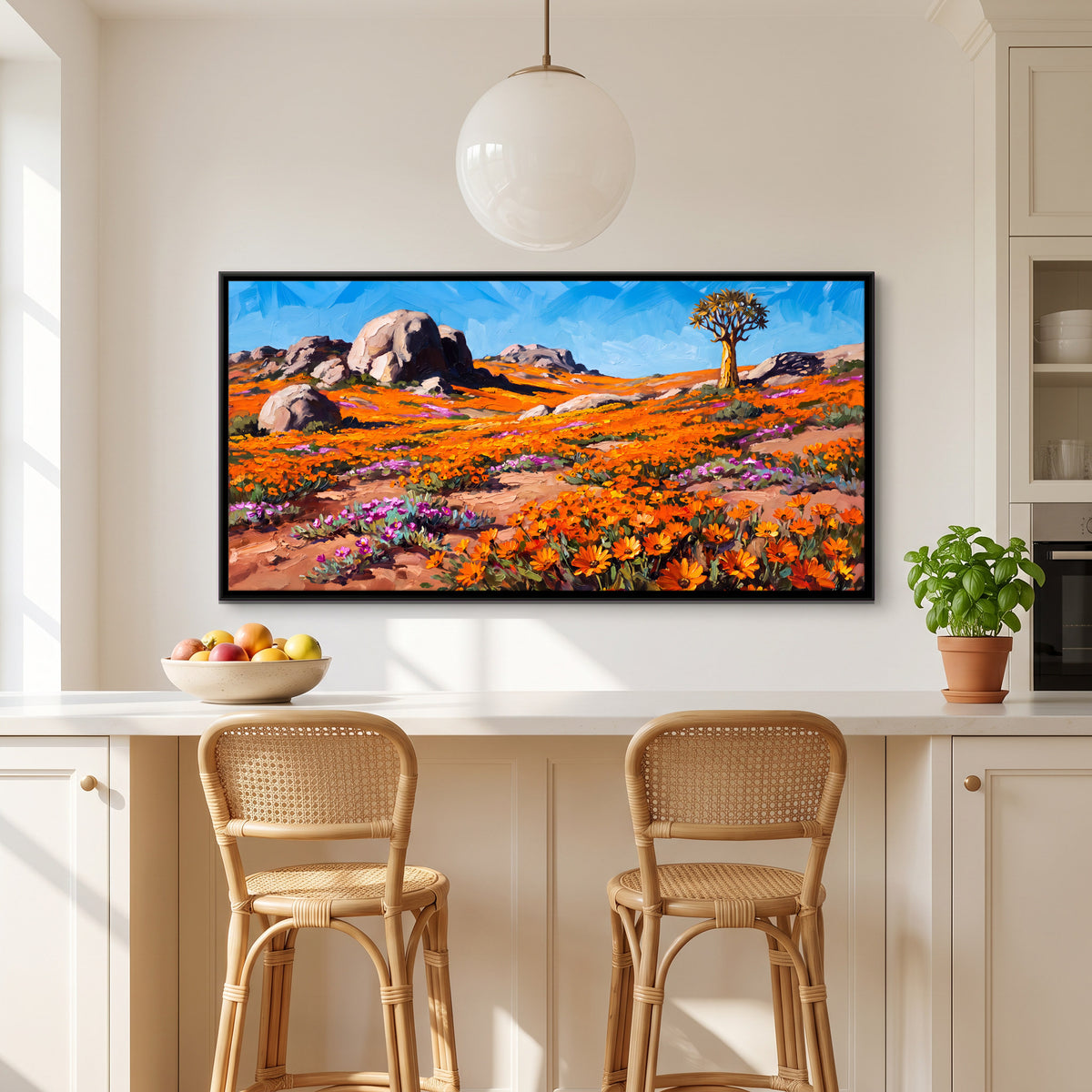 Desert Superbloom - canvas art shown in a second room setting