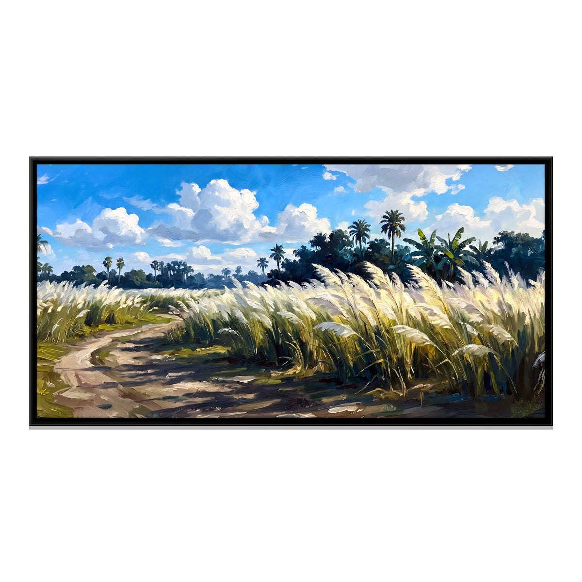 Path Through Kaash Grass - framed canvas print, front view