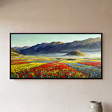 Flower Fields Below a Hilltop Village