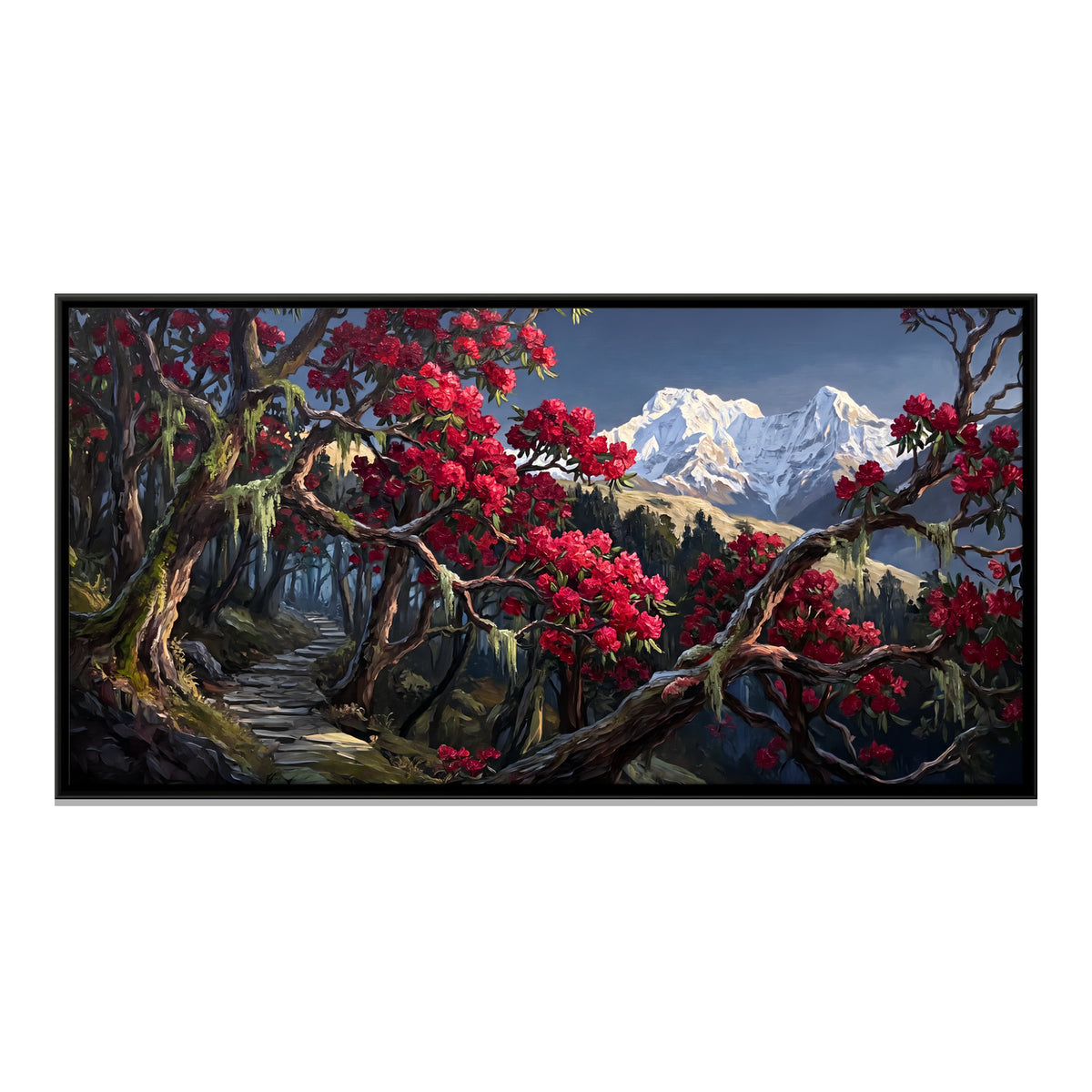 Path Through a Rhododendron Forest - framed canvas print, front view