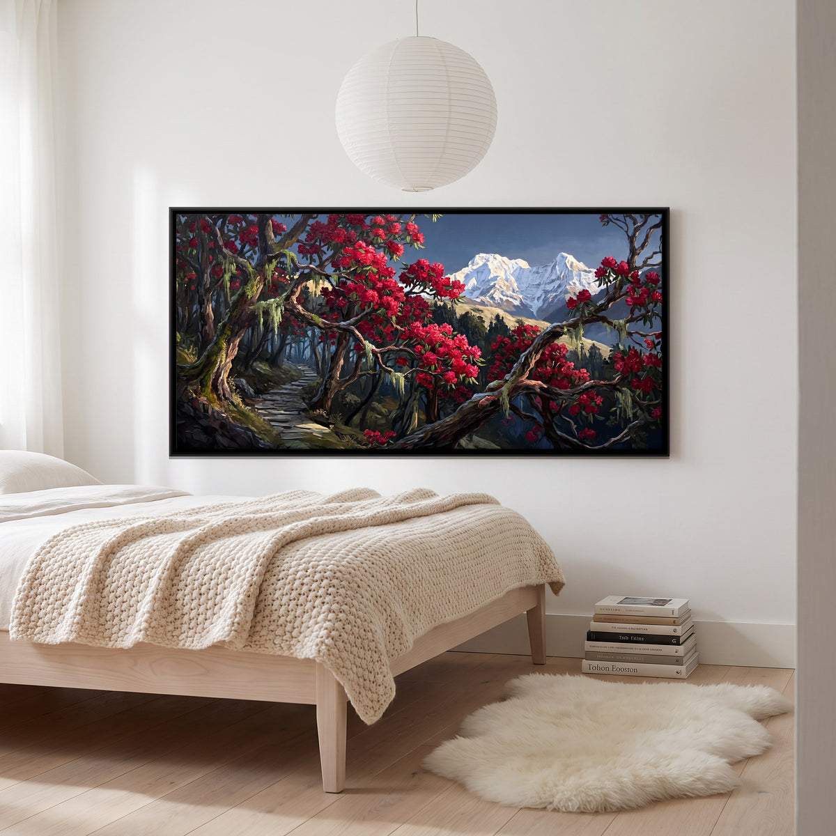 Path Through a Rhododendron Forest - canvas art shown in a second room setting