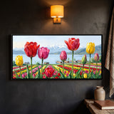 Tulip Fields by a Lake in Kashmir