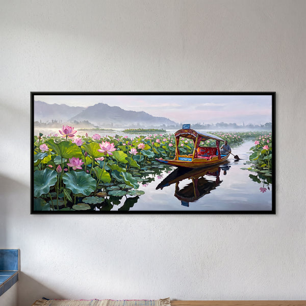Shikara on a Lotus Lake