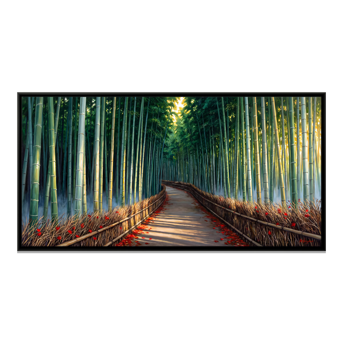 Path Through a Bamboo Grove - framed canvas print, front view