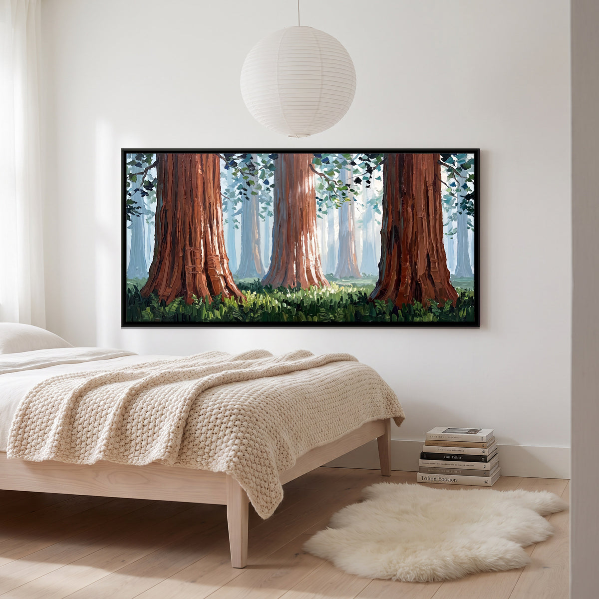 Giant Redwood Grove - canvas art shown in a second room setting