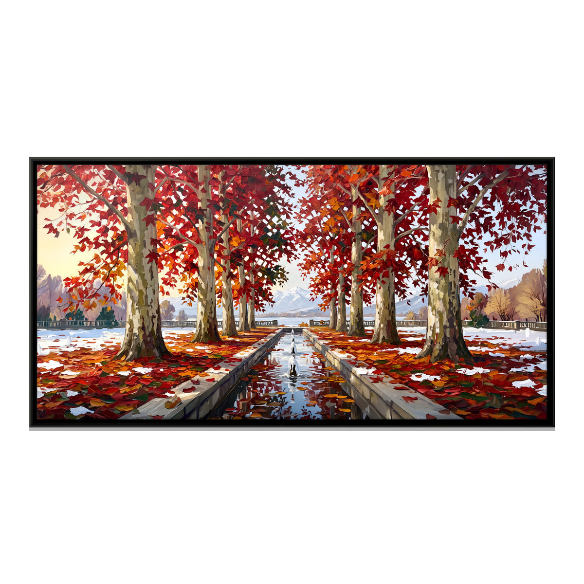 Chinar Avenue in Autumn - framed canvas print, front view