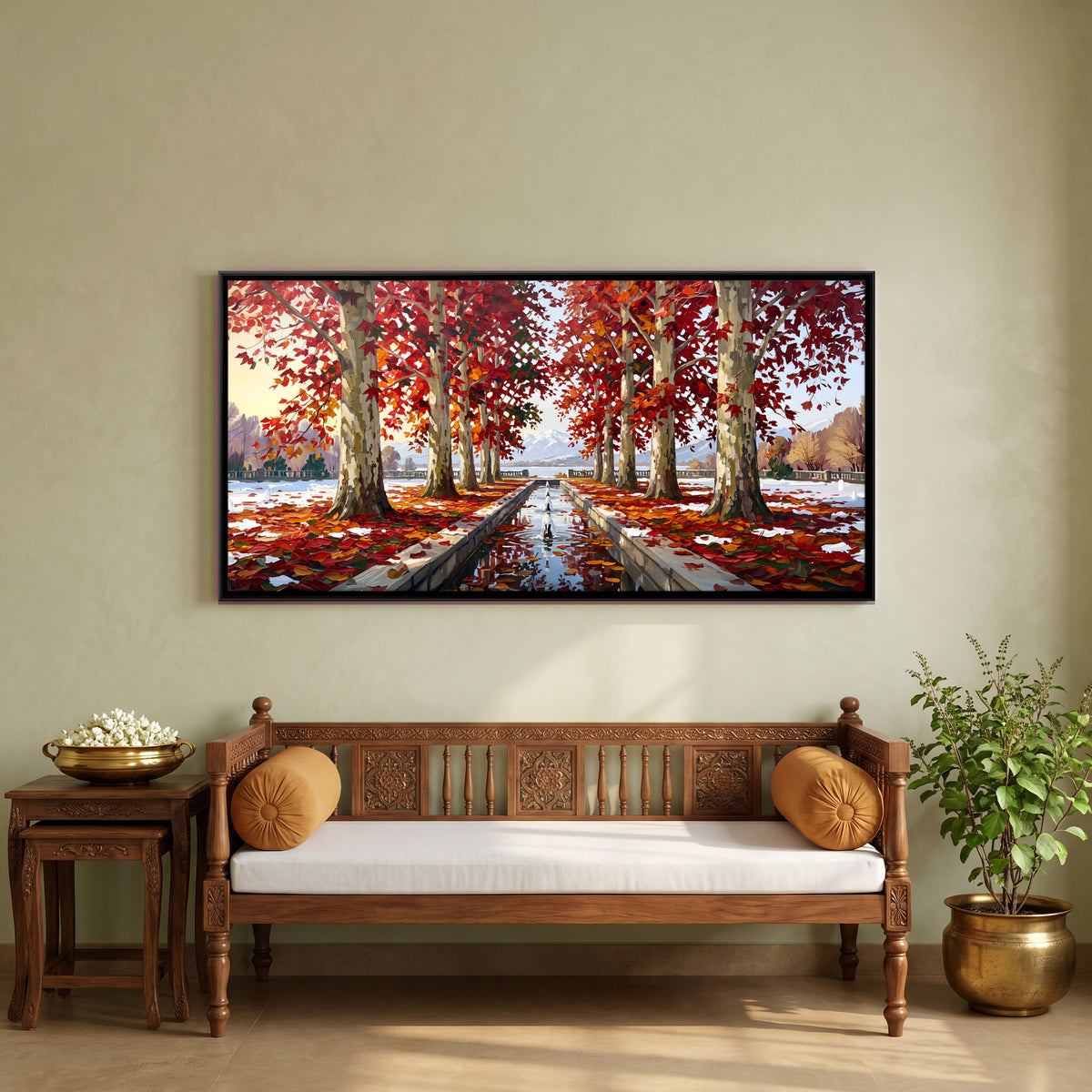 Chinar Avenue in Autumn - canvas art shown in a second room setting