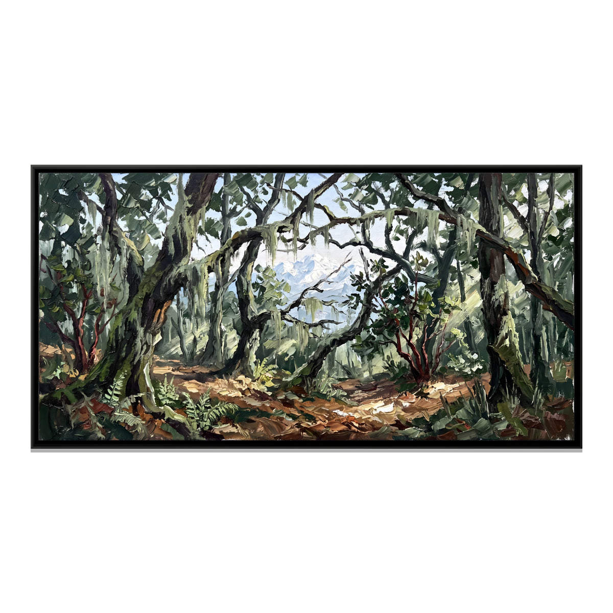Moss-Draped Oak Forest - framed canvas print, front view