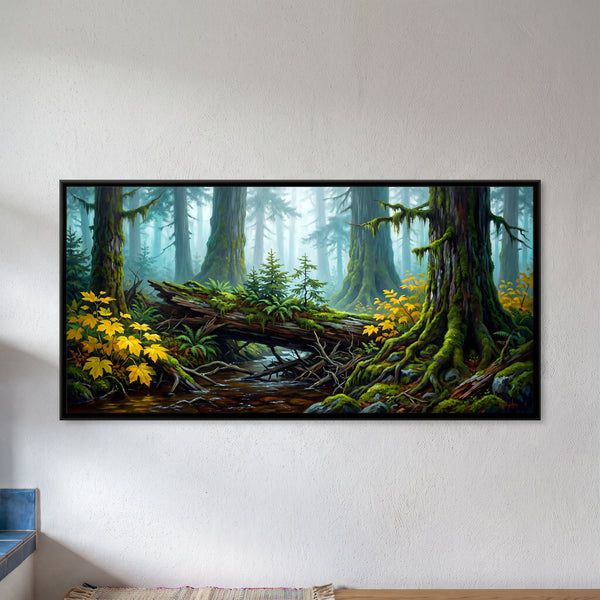 Fallen Log in a Mossy Forest