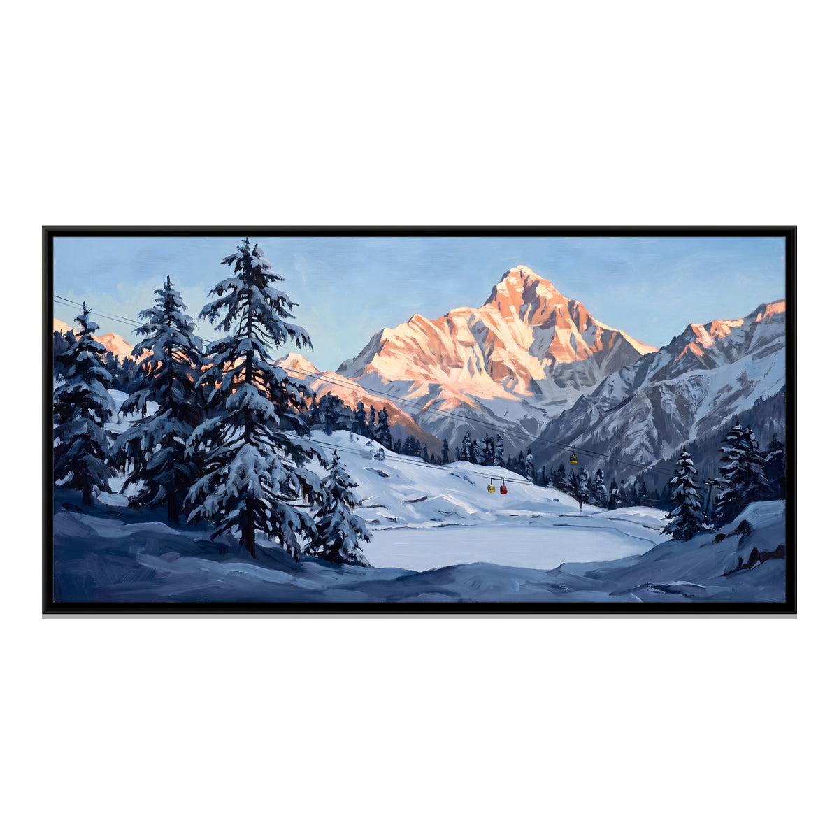Snow Slopes at Auli - framed canvas print, front view