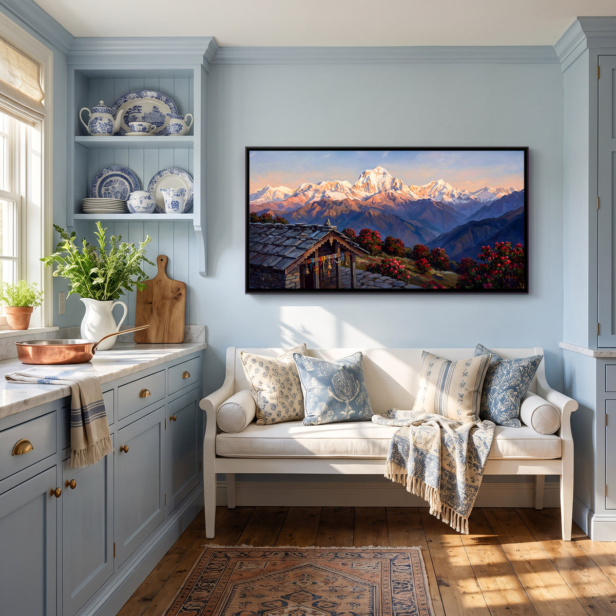 Hill Shrine at Chopta - canvas art shown in a styled room