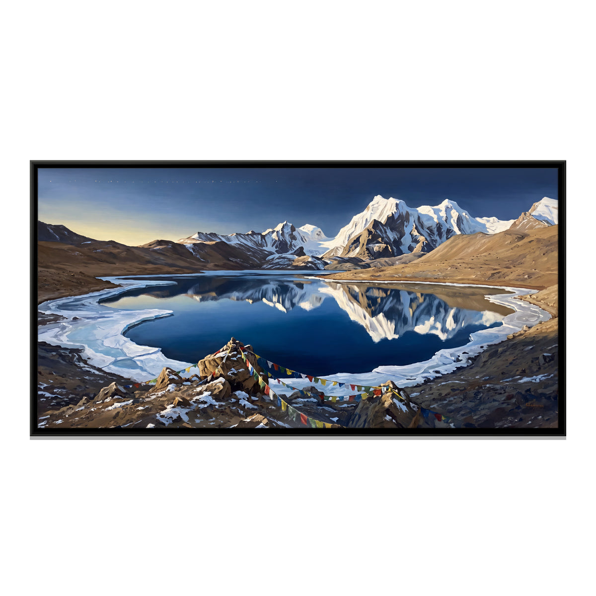 Gurudongmar Lake - framed canvas print, front view