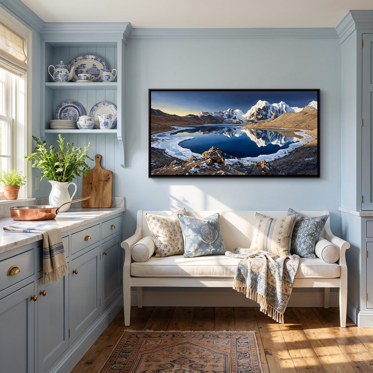 Gurudongmar Lake - canvas art shown in a styled room