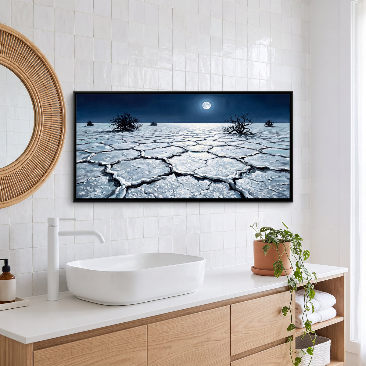 Rann of Kutch by Moonlight - canvas art shown in a second room setting