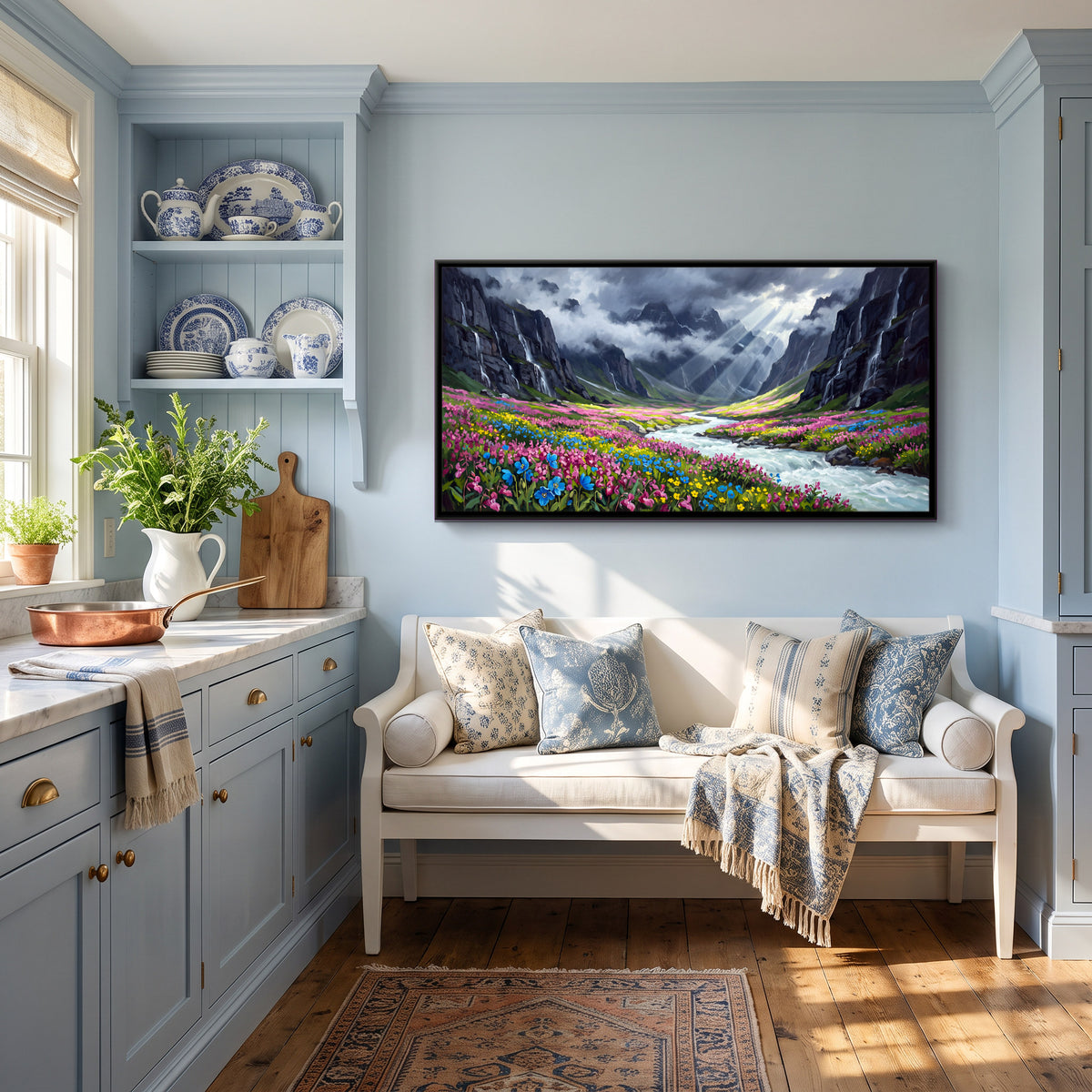 Valley of Flowers - canvas art shown in a styled room