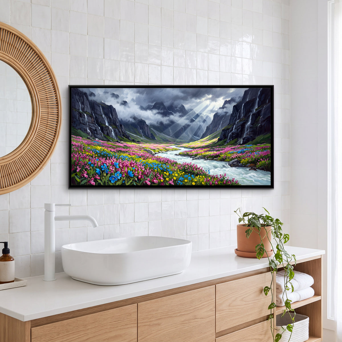 Valley of Flowers - canvas art shown in a second room setting