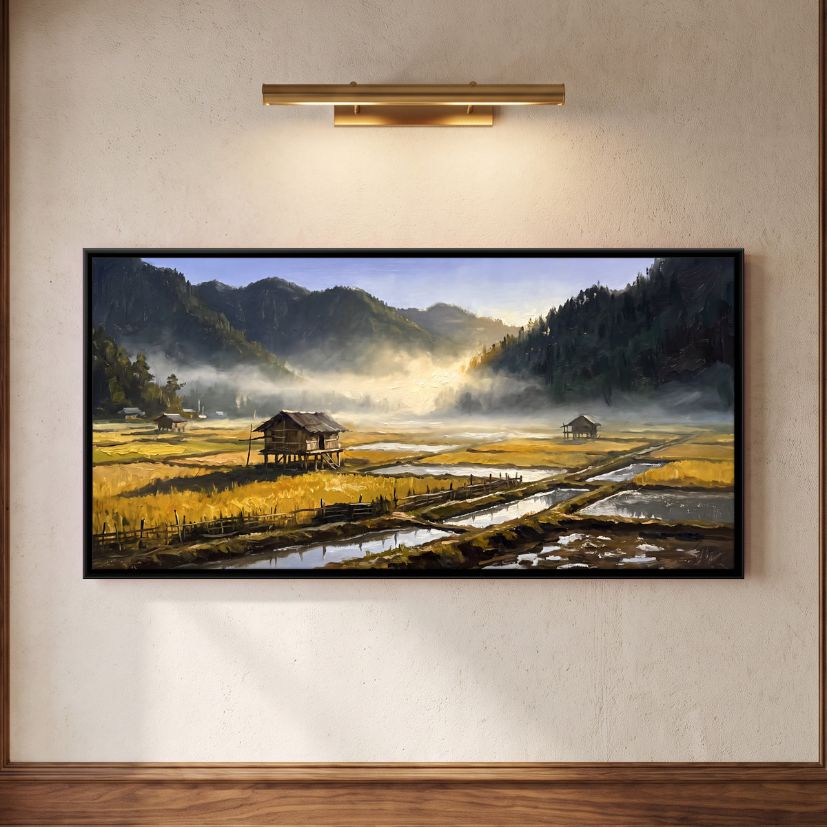 Ziro Valley Paddy Fields - framed canvas art hung on a wall