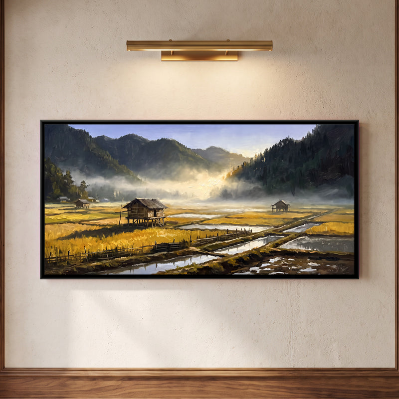 Ziro Valley Paddy Fields - framed canvas art hung on a wall