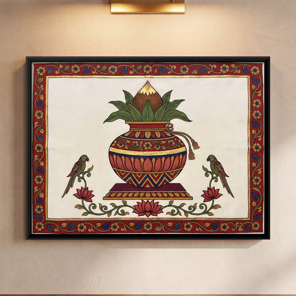 Purna Kalash with Parrots in Ivory