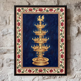 Four-tiered Golden Temple Lamp with Bird Finial