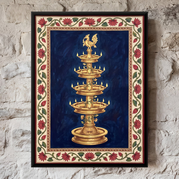 Four-tiered Golden Temple Lamp with Bird Finial